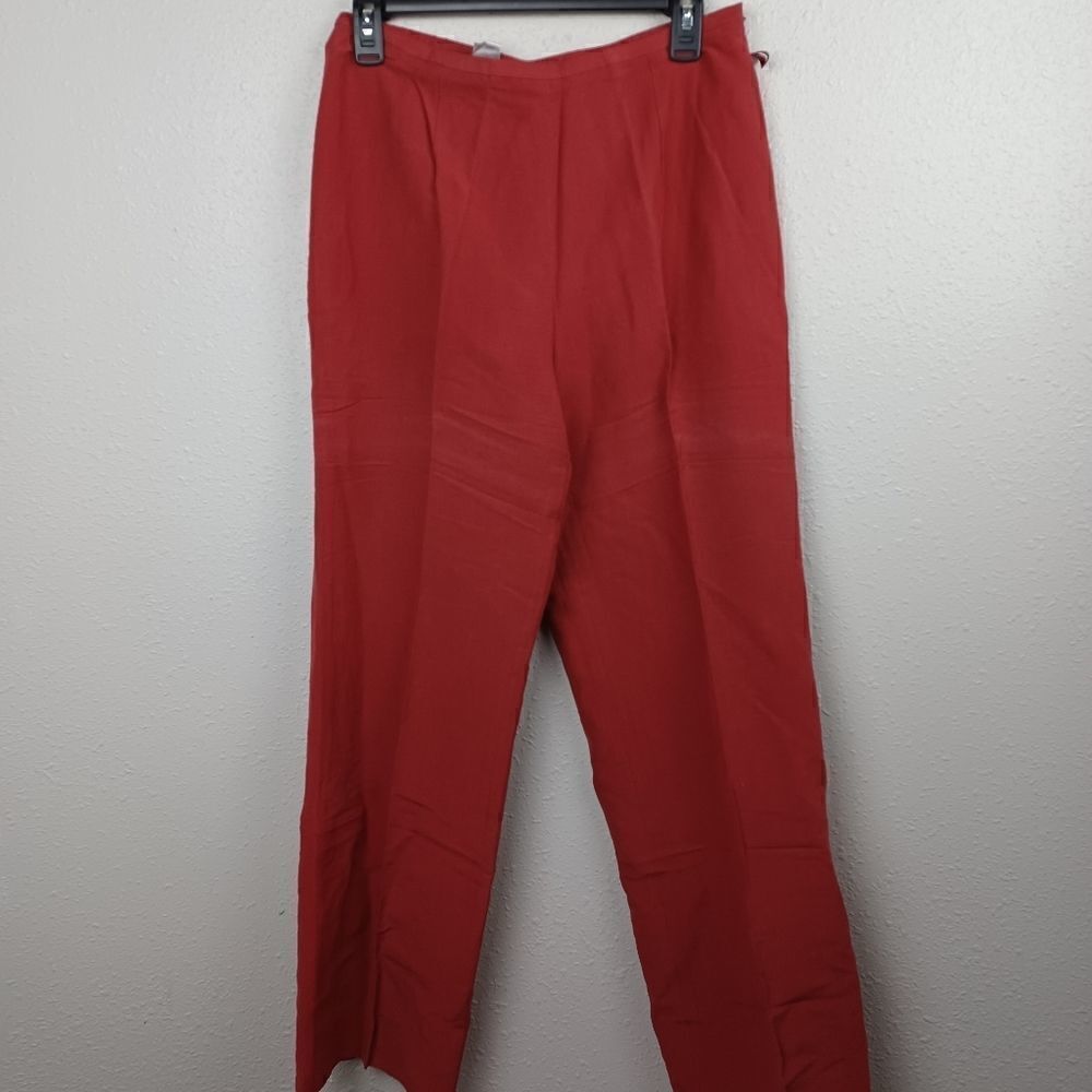 NWOT Rena Rowan Women's Silk/Linen Blend Red Pants Size 8
